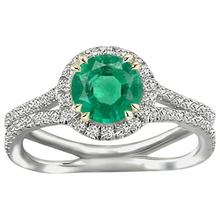 Fine Emerald Gemstone Ring 2.50-ct Two-Tone 14K Gold – front view
