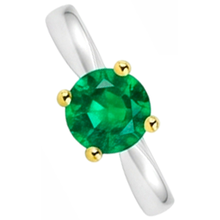 Colombian Emerald Round Brilliant Gemstone Ring in 14K Two Tone Gold – side view