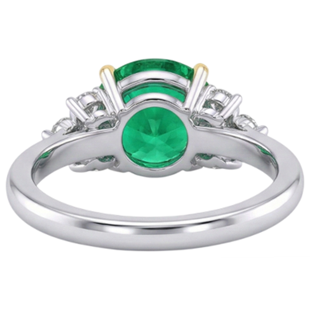 Round Brilliant Fine Emerald ring in 14K Two Tone Gold – back view
