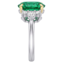 Fine Emerald Precious Stone Ring 4-ct 14K Two Tone Gold – top view