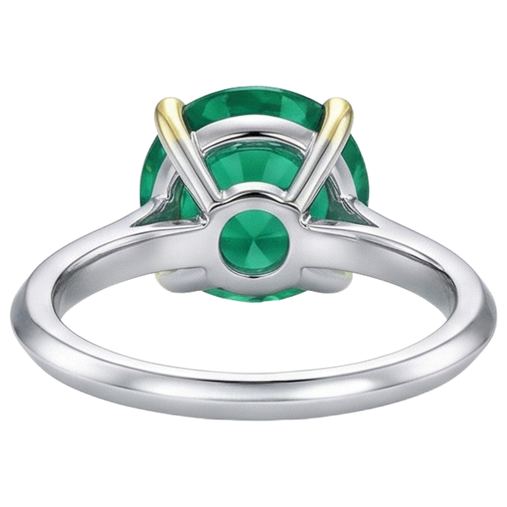 Natural Emerald Gemstone Ring 3.50 ct 14 Karat Two Tone Gold – back view