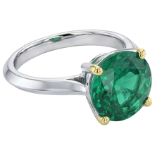 Gemstone Ring 14 Karat Two Tone Gold with Emerald – front view