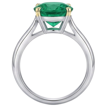 Round Cut Emerald ring in 14 Karat Two Tone Gold – top view