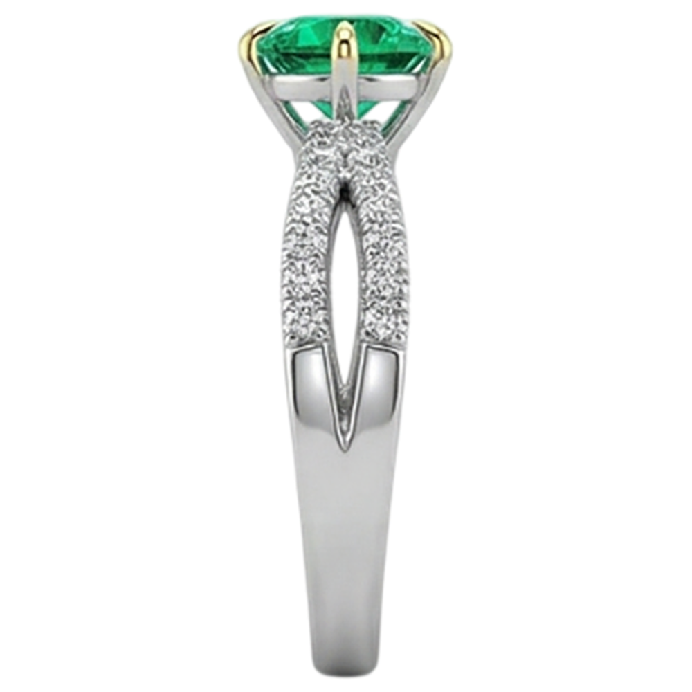 Natural Colombian Emerald Gemstone Ring – profile view
