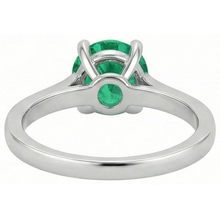 Round Cut Green Emerald Solitaire 3 Carat Ring Gold White 14K