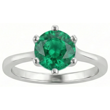 Round Cut Green Emerald Solitaire 3 Carat Ring Gold White 14K