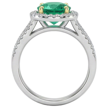 Round Brilliant Colombian Emerald ring in Two-Tone 14K Gold – back view