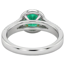 Colombian Emerald Round Brilliant Gemstone Ring in Two-Tone 14K Gold – detail view