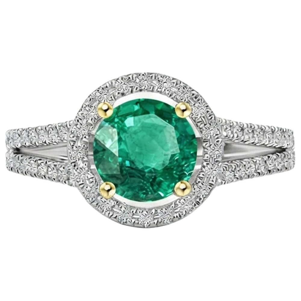 Authentic Colombian Emerald Gemstone Ring – front view