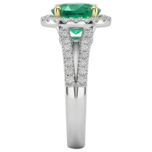 Authentic Colombian Emerald Gemstone Ring 2.50 ct Two-Tone 14K Gold – top view
