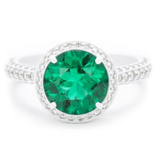 Round Cut Green Emerald With Natural Earth Mined DIAMOND ( NOT LAB GROWN ) Engagement Ring 8.5 Carats 14K Gold