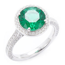 Round Cut Green Emerald With Natural Earth Mined DIAMOND ( NOT LAB GROWN ) Engagement Ring 8.5 Carats 14K Gold