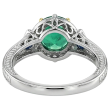 Gemstone Ring 14K Two Tone Gold with Fine Emerald – back view