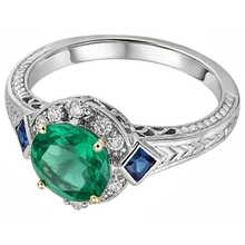 Natural Fine Emerald Gemstone Ring 2.50 ct 14K Two Tone Gold – side view