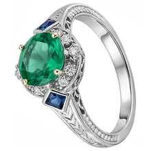 Fine Emerald Gemstone Ring 2.50-ct 14K Two Tone Gold – profile view