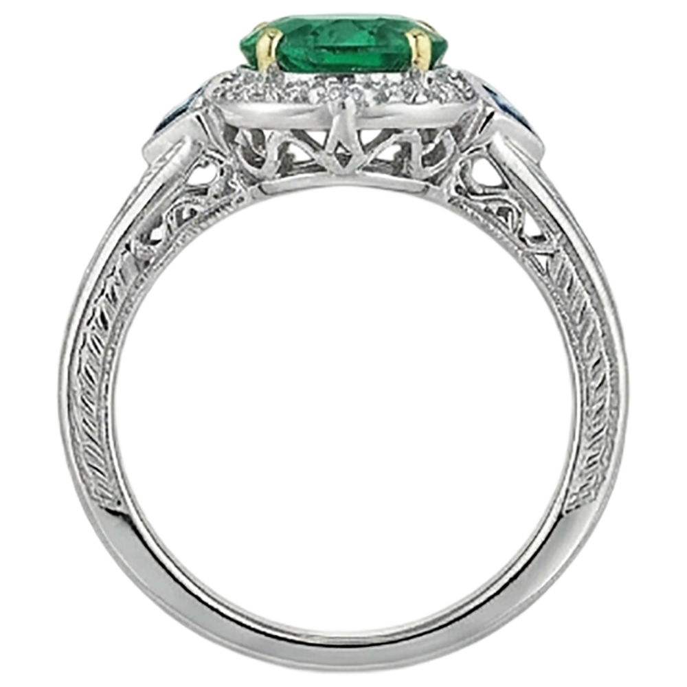 Fine Emerald Gemstone Ring 2.50-ct 14K Two Tone Gold – top view