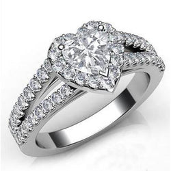 Round Cut Halo Heart Shape Natural Diamond Wedding Ring 6.90 Carats White Gold