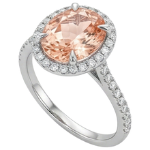 Round Cut Morganite And Natural Earth Mined Diamonds 11.35 Carats Ring Gold White 14K