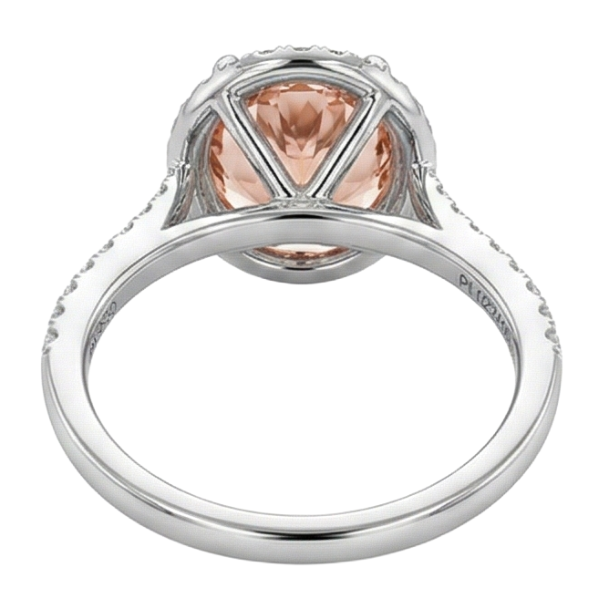 Round Cut Morganite And Natural Earth Mined Diamonds 11.35 Carats Ring Gold White 14K