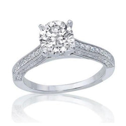 Round Cut 3.05 Carats Natural Earth Mined Diamond Engagement Ring Antique Style