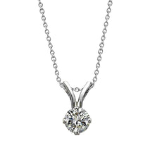 Round Cut Natural Diamond Solitaire Necklace Pendant White Gold 14K 1 Ct.