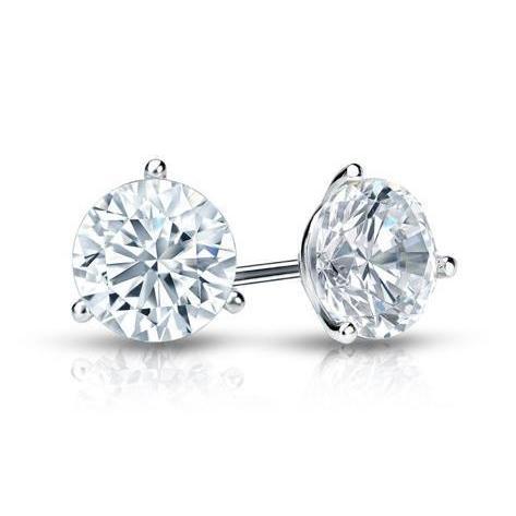 Round Cut Natural Diamond Stud Earrings 3 Ct White Gold Fine Jewelry