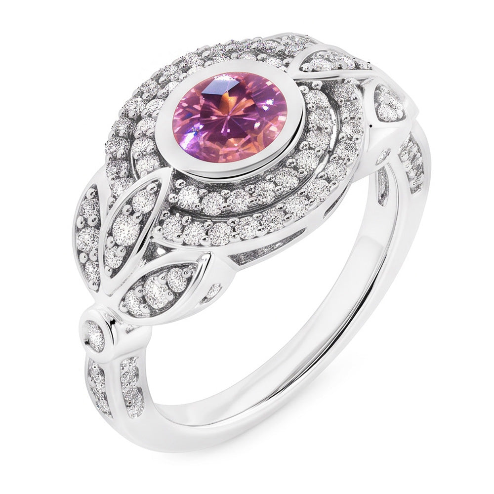 Round Cut Pink Sapphire Natural Earth Mined DIAMOND ( NOT LAB GROWN ) Ring 2.50 Carat White Gold 14K