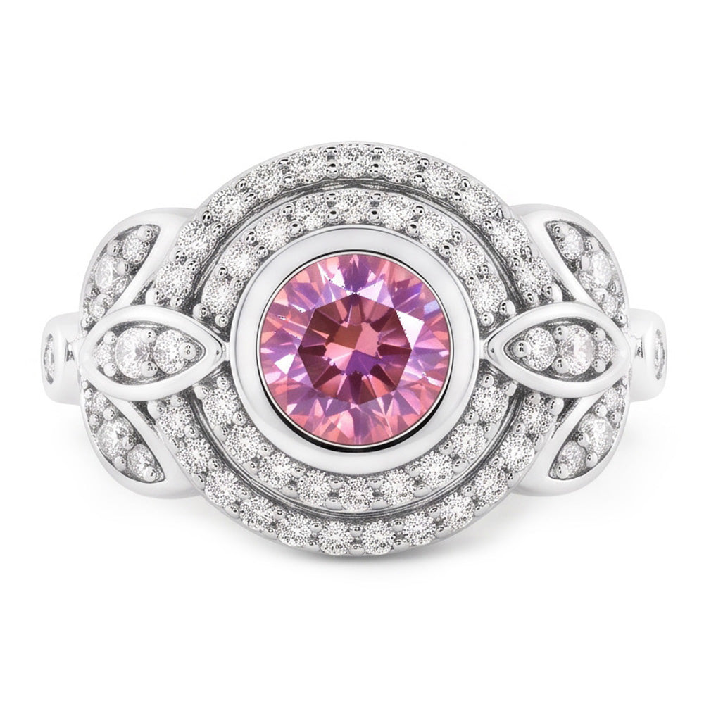 Round Cut Pink Sapphire Natural Earth Mined DIAMOND ( NOT LAB GROWN ) Ring 2.50 Carat White Gold 14K