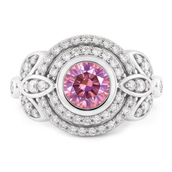 Round Cut Pink Sapphire Natural Earth Mined DIAMOND ( NOT LAB GROWN ) Ring 2.50 Carat White Gold 14K