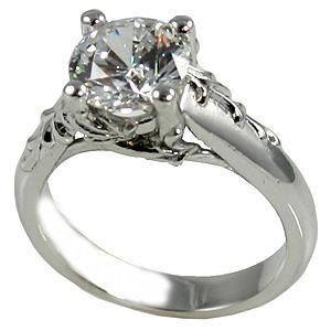 Round Cut Real Diamond Antique Look Ring 2.75 Carats Sparkling White Gold 14K