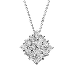 Round Cut Real Diamond Cluster Pendant Necklace 4 Carat White Gold 14K