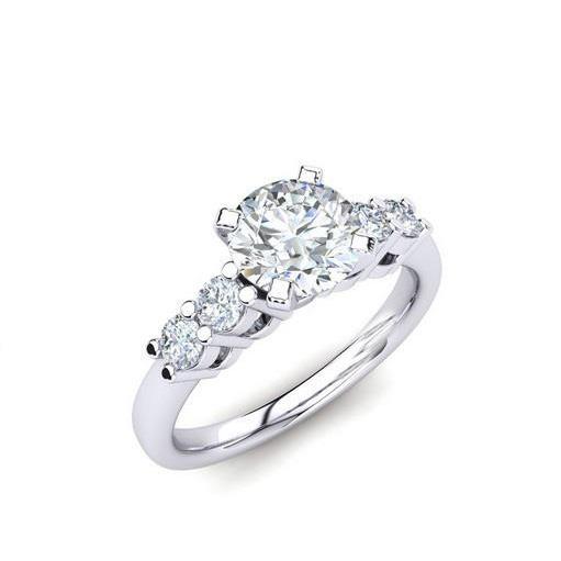 Round Cut Real Diamond Engagement Ring 2.85 Carats Prong Set White Gold 14K