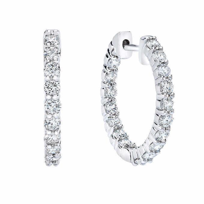 Round Cut Real Diamond Hoop Earring White Gold Women Fine Jewelry 3.60 Ct