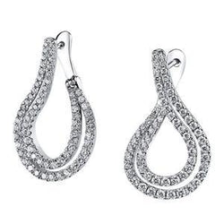 Round Cut Real Diamond Hoop Earrings White Gold 14K 4.5 Carats