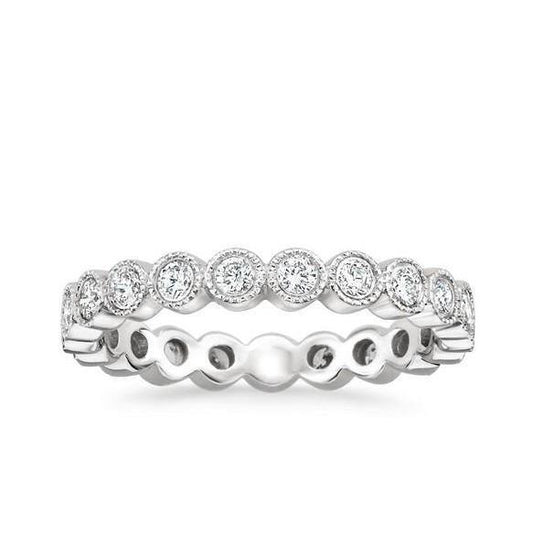 Round Cut Real Diamond Ladies Engagement Band White Gold 3 Ct.