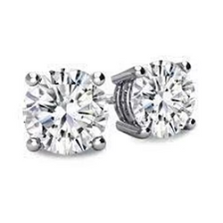 Round Cut Real Diamond Stud Earring 1.80 Carats White Gold