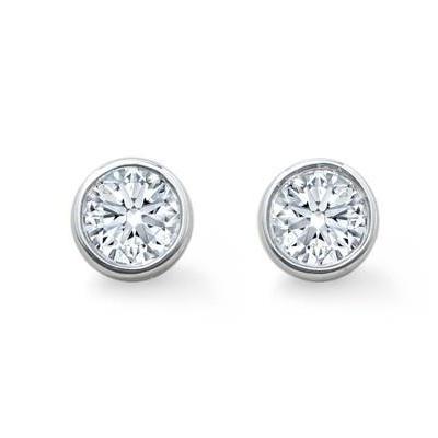 Round Cut Real Diamond Stud Earrings Bezel Set 2.50 Carat White Gold 14K