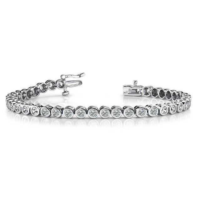 Round Cut Real Diamond Tennis Bracelet Bezel Set 4.80 Carat White Gold 14K