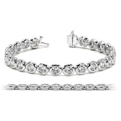 Round Cut Real Diamond Tennis Bracelet Bezel Set 7.50 Carat White Gold 14K