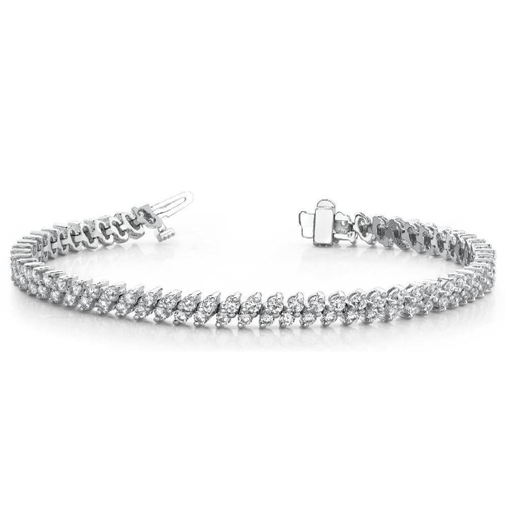 Round Cut Real Diamond Tennis Bracelet White Gold Lady Jewelry 6 Carats