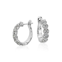 Round Cut Real Diamonds 2.80 Carats Women Hoop Earrings Gold 14K White