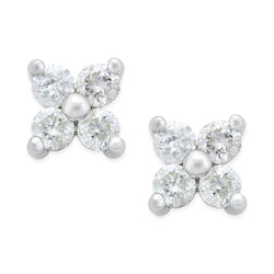 Round Cut Real Diamonds Flower Style Studs Earring 2.80 Ct White Gold 14K