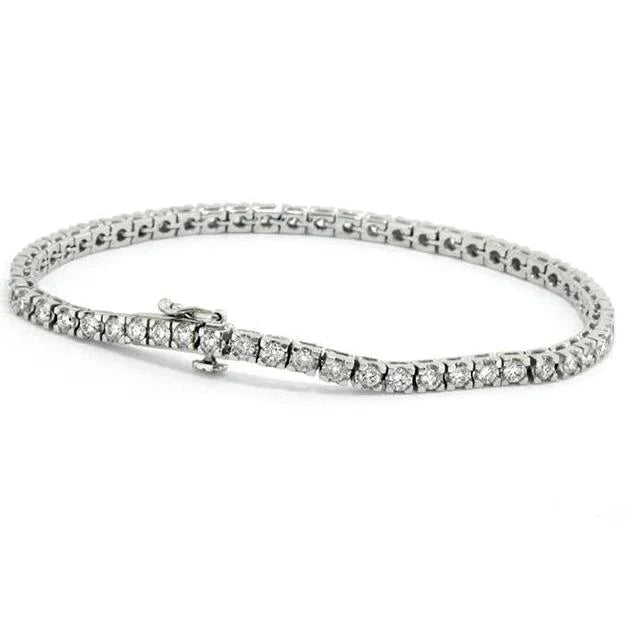 Round Cut Real Diamonds Tennis Bracelet 4.50 Ct Prong Set White Gold 14K