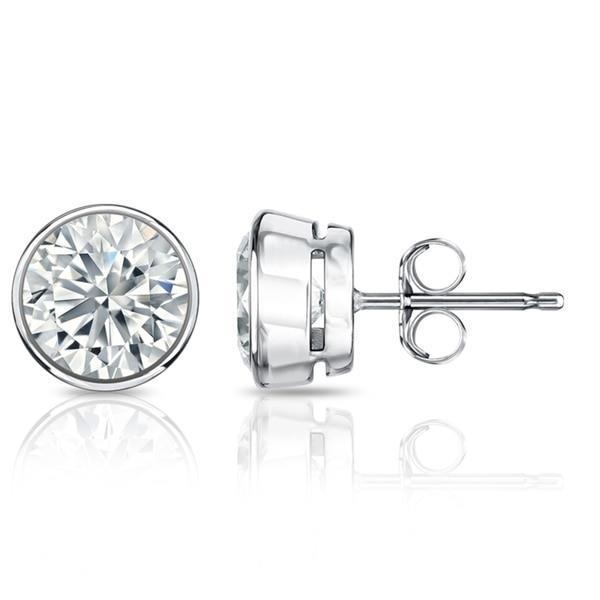 Round Cut Real Diamonds Women Studs Earrings 3.50 Ct Gold White 14K