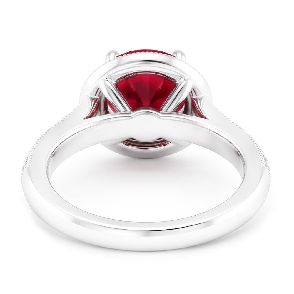 Round Cut Red Sapphire Natural Earth Mined Diamond Ring White Gold Jewellery 1.5 Carats