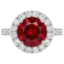 Round Cut Ruby And Natural Earth Mined Diamonds 4.50 Ct Wedding Ring 14K White Gold
