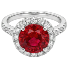 Round Cut Ruby And Natural Earth Mined Diamonds 4.50 Ct Wedding Ring 14K White Gold