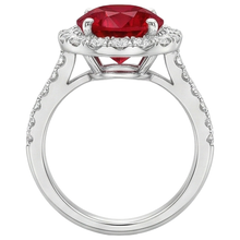 Round Cut Ruby And Natural Earth Mined Diamonds 4.50 Ct Wedding Ring 14K White Gold