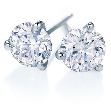 Round Cut Solitaire Genuine Diamond Studs Earring 2.40 Carats White Gold 14K