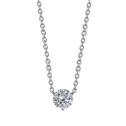 Round Cut Solitaire Natural Diamond Necklace Pendant 0.75 Carat White Gold 14K